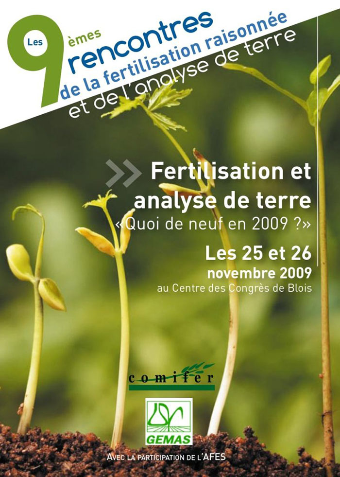 Affiche des 9ème rencontres de la fertilisation raisonnée et de l'analyse - Édition 2009