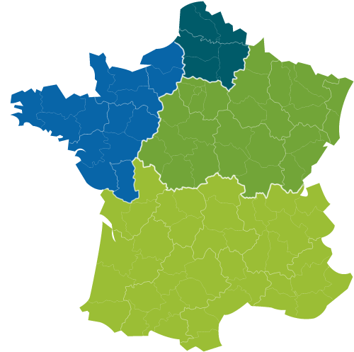 carte des 4 bassins de production de la pomme de terre en France