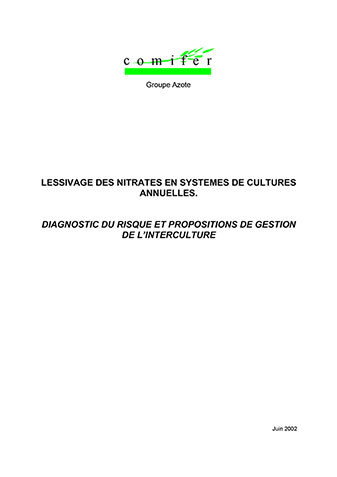 Brochure Comifer, Lessivage des nitrates - couv