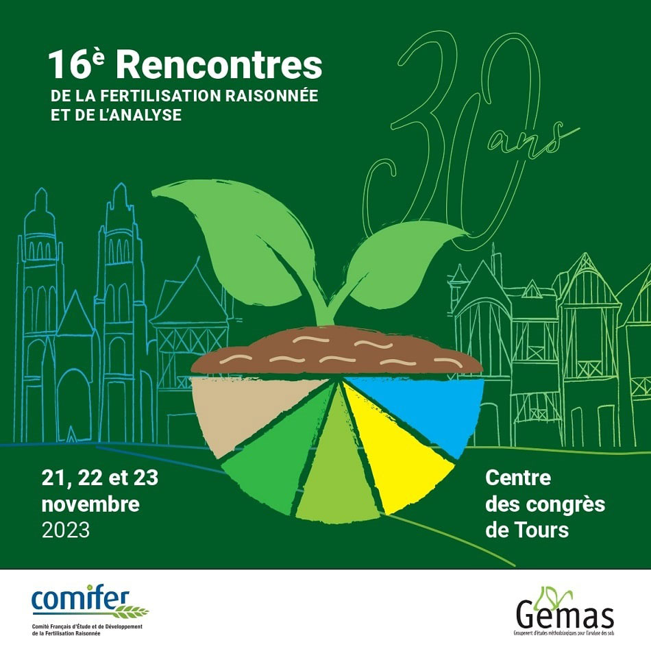 Affiche des 16e rencontres de la fertilisation raisonnée et de l'analyse - Édition 2023