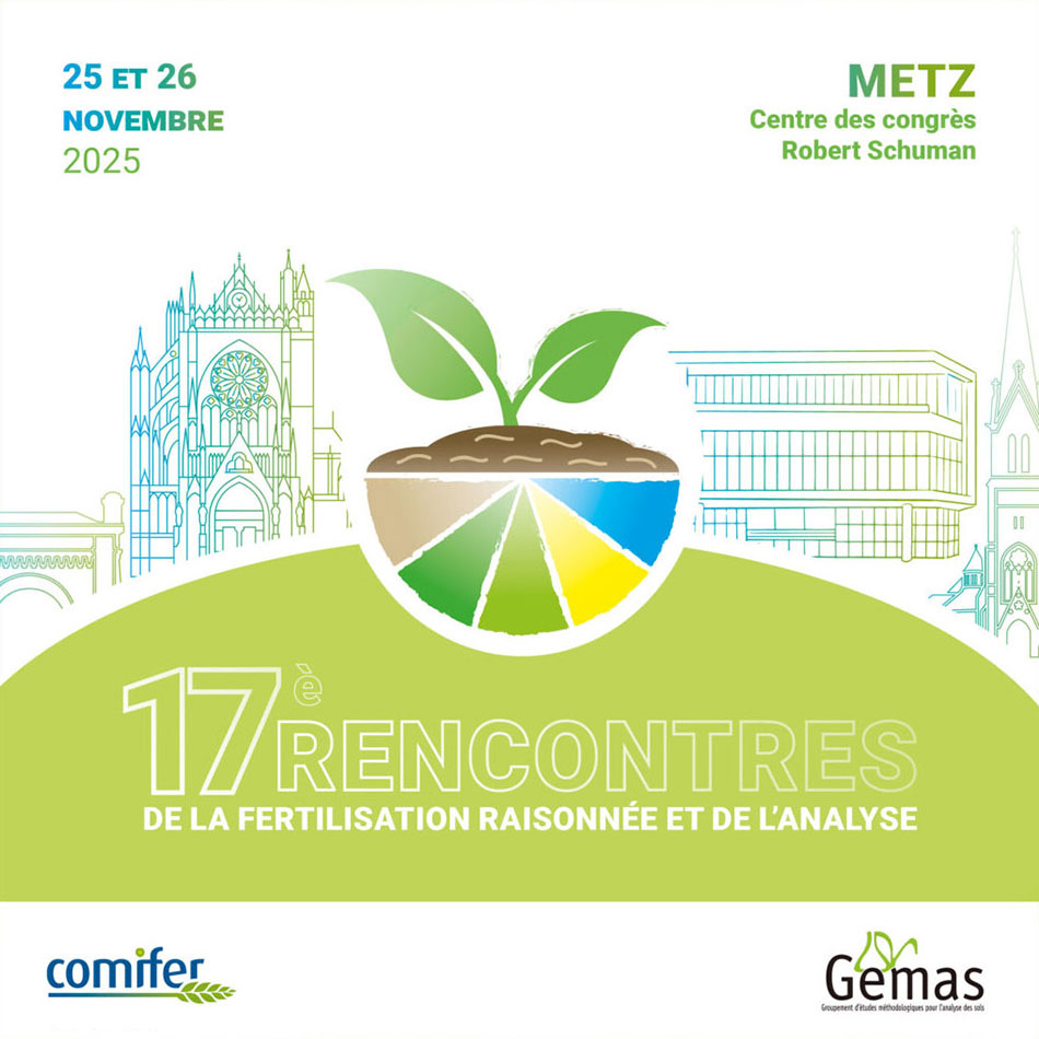 Affiche des 17ème rencontres de la fertilisation raisonnée et de l'analyse - Édition 2025